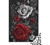 Red White Roses Art 1000 Pezzi Cartone Extra Spesso Set Di Puzzle Per Bambini Principianti Decompressione Gioco Decorazione Murale 70x50cm/1000pcs