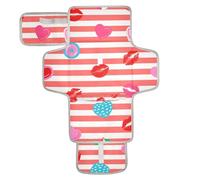 Red White Striped Heart Lip Summer Riutilizzabile Pad impermeabile con tasca in tessuto fasciatoio per fasciatoio neonato stazione di viaggio Kit cambiador de pa?ales para Bebes