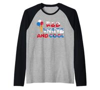 Red Whitle And Cool Ice Cream America Indepedence Day Maglia con Maniche Raglan