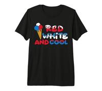 Red Whitle And Cool Ice Cream America Indepedence Day Maglietta Premium