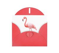 Red WHJSHOP - Biglietto di auguri con fenicottero che tocca delicatamente l'acqua, carta perlescente di alta qualità, double face, effetto perlato, con fibbia d'amore