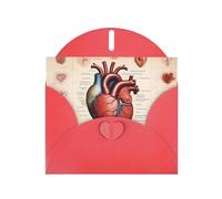 Red WHJSHOP - Biglietto di auguri con motivo anatomia umana a forma di cuore, carta perlescente di alta qualità, double face, effetto perlato, con fibbia d'amore