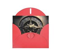 Red WHJSHOP - Biglietto di auguri con stampa a bussola con rune norrene, carta perlescente di alta qualità, effetto perlato, busta di carta perlata su entrambi i lati