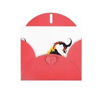 Red WHJSHOP - Biglietto di auguri con stampa di drago di fuoco sotto il vulcano, carta perlescente di alta qualità, double face, effetto perlato, busta di carta perlata