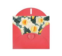 Red WHJSHOP - Biglietto di auguri con stampa di fiori di narciso - Carta perlescente di alta qualità su entrambi i lati, effetto perlato, busta di carta perlata