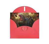 Red WHJSHOP - Biglietto di auguri con stampa di tacchino - Carta perlescente di alta qualità su entrambi i lati, effetto perlato, busta di carta perlata