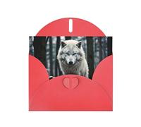 Red WHJSHOP - Biglietto di auguri con stampa di un lupo solitario, carta perlescente di alta qualità, double face, effetto perlato, busta di carta perlata