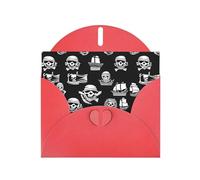 Red WHJSHOP - Biglietto di auguri con stampa pirati in bianco e nero - Carta perlescente di alta qualità su entrambi i lati, effetto perlato, busta di carta perlata