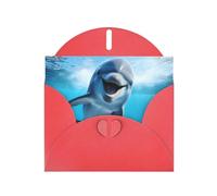 Red WHJSHOP - Biglietto di auguri divertente con delfino che ti guarda te, carta perlescente di alta qualità, doppia faccia effetto perlato, busta di carta perlata