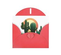 Red WHJSHOP Cactus before sunset Prints, biglietto di auguri - Carta perlescente di alta qualità su entrambi i lati, effetto perlato, busta di carta perlata con fibbia d'amore