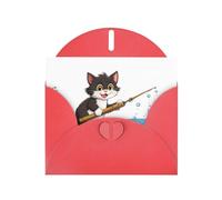 Red WHJSHOP Cartone animato gattino pesca stampa biglietto di auguri - High-End carta perlescente effetto perla double face busta di carta perlata Love Buckle