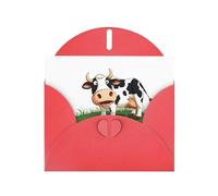 Red WHJSHOP Cartone animato mucca mangia erba stampa biglietto di auguri - High-End carta perlescente effetto perla doppia busta di carta perlato