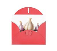 Red WHJSHOP Cartone animato spicchi d'aglio stampa biglietto di auguri - Carta perlescente di alta qualità a doppia faccia effetto perla con fibbia d'amore busta di carta perlata