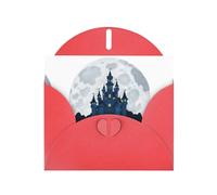 Red WHJSHOP Castle on the Moon Prints, biglietto di auguri, carta perlescente di alta qualità, double face, effetto perlato, busta in carta perlata