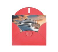 Red WHJSHOP Cruise ship on the sea Prints, biglietto di auguri, carta perlescente di alta qualità, double face, effetto perlato, busta in carta perlata