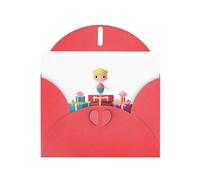 Red WHJSHOP Dolls che spuntano fuori da scatole regalo Stampe biglietto di auguri - Carta perlescente di alta qualità a doppia faccia effetto perla busta di carta con fibbia d'amore