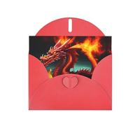 Red WHJSHOP Dragon King in Fire Prints, biglietto di auguri, carta perlescente di alta qualità, double face, effetto perlato, busta di carta perlata
