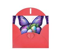 Red WHJSHOP Easter eggs in the Butterfly Bush Prints, biglietto di auguri - Carta perlescente di alta qualità su entrambi i lati, effetto perlato, busta di carta perlata con fibbia d'amore