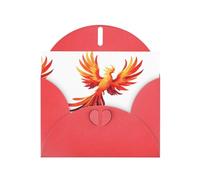 Red WHJSHOP Fire Phoenix Flying in the Starry Sky Prints, biglietto di auguri, carta perlescente di alta qualità, double face, effetto perlato, busta di carta perlata