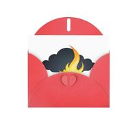 Red WHJSHOP Flame under the dark clouds Prints, biglietto di auguri - Carta perlescente di alta qualità su entrambi i lati, effetto perlato, busta di carta perlata con fibbia d'amore
