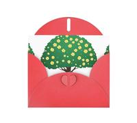 Red WHJSHOP Flower Bicycle under the tree Prints, biglietto di auguri - Carta perlescente di alta qualità su entrambi i lati, effetto perlato, busta di carta perlata con fibbia d'amore