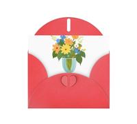Red WHJSHOP Flowers in a calice stampa biglietto di auguri - High-End carta perlescente double face effetto perla Love Buckle busta di carta perlata