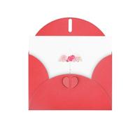 Red WHJSHOP Flowers in the Umbrella Stampe biglietto di auguri - Carta perlescente di alta qualità a doppia faccia effetto perla con fibbia d'amore busta di carta perlata