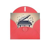 Red WHJSHOP Piano Music Symbol Prints biglietto di auguri - High-End carta perlescente double face effetto perla Love Buckle busta di carta perlata