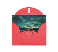 Red WHJSHOP Sea under the Aurora Borealis Prints, biglietto di auguri, carta perlescente di alta qualità, double face, effetto perlato, busta di carta perlata