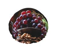 Red Wine Galsses Grapes print Cuffia da doccia da donna Cuffia da doccia elastica riutilizzabile Cuffia per capelli a doppio strato Cuffia da doccia