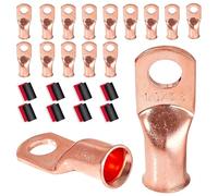 RED WOLF 1/0 AWG Gauge 1 cm 16 PCS Filo di Rame Anello Terminale Cavo Batteria Auto Connettore Terminale Lug Stud w/3: 1 Rapporto Tubo termorestringente Linea adesiva per cavo elettrico Avvolgere il