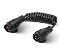 RED WOLF Cavo per rimorchio a 13 poli con spina 1,8 m, 13 poli su spina a 13 poli, cavo adattatore per rimorchio auto, roulotte, camper, portabiciclette, camion, cablaggio a spirale a 13 poli