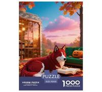 Red Wolf Dog 1000 Pieces Art Puzzle Creative Cute Pets Children's Jigsaw Puzzle for Adults from 14 Years Colorful Toy Gift for Family Jigsaw Games 70x50cm/1000pcs