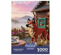 Red Wolf Dog 1000 Pieces Art Puzzle Creative Cute Pets Jigsaw Puzzle for Adults for Adults from 14 Years Colorful Toy Gift for Family Jigsaw Games 70x50cm/1000pcs