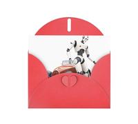 Red YYHWHJDE - Biglietto d'auguri con immagine robot che scende dall'auto, 15,2 x 10,2 cm, con effetto perlato su entrambi i lati e inchiostro ecologico