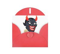 Red YYHWHJDE - Biglietto di auguri con immagine di maschera da diavolo canto 15,2 x 10,2 cm, con effetto perlato su entrambi i lati e inchiostro ecologico