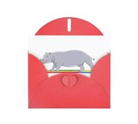 Red YYHWHJDE - Biglietto di auguri con ippopotamo che attraversa l'arcobaleno, 15 x 10 cm, design unico e alla moda per varie occasioni