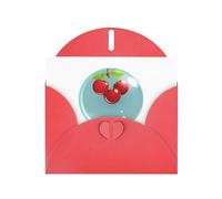 Red YYHWHJDE - Biglietto di auguri con stampa di ciliegie nella bolla, 15 x 10 cm, design unico e alla moda per varie occasioni