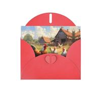 Red YYHWHJDE - Biglietto di auguri con stampa di polli e fattoria, per Natale, compleanno, San Valentino, anniversario di matrimonio e feste