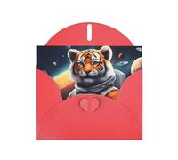 Red YYHWHJDE - Biglietto di auguri con stampa di tigre nello spazio, per Natale, compleanno, San Valentino, anniversario di matrimonio e feste