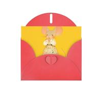 Red YYHWHJDE - Biglietto di auguri con stampa di topolino timido, 15 x 10 cm, design unico e alla moda per varie occasioni