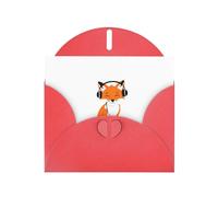 Red YYHWHJDE - Biglietto di auguri con volpe rossa che ascolta la musica, per Natale, compleanno, San Valentino, anniversario di matrimonio e feste