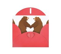 Red YYHWHJDE Grizzly orso che si tiene per mano stampa biglietto di auguri 15,2 x 10,2 cm, design unico e alla moda per varie occasioni