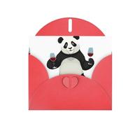 Red YYHWHJDE Panda che tiene un bicchiere di vino stampa biglietto di auguri 15,2 x 10,2 cm - Design unico e alla moda per varie
