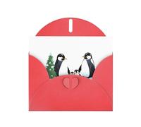 Red YYHWHJDE Penguins by the Pine Tree Prints, biglietto di auguri, 15 x 10 cm, design unico e alla moda per varie occasioni