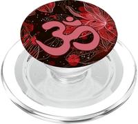 Red Zen Energy Waves Mindfulness Floral Hindu Om Simbolo PopSockets PopGrip per MagSafe