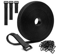 Redamancy 10m x 2cm Fascette Fermacavi Riutilizzabili con 50 Fibbie, Fettuccia Nylon Nero, Lunghezza Di Taglio Libera Fascetta Cavi, Nastro Adesivo per Organizzare Cavi, Zaino, Tubi Flessibili