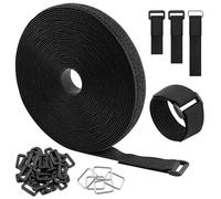 Redamancy 5m x 2cm Fascette Fermacavo con 30 Fibbie, Fascette Nere Riutilizzabili, Fettuccia Nylon Nero, Cinghie Fermacavi per Cable Management per Organizzare Cavi, Zaino, Tubi Flessibili