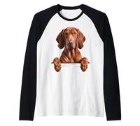 Redbone Coonhound Carino Peeking Dog Amante Maglia con Maniche Raglan