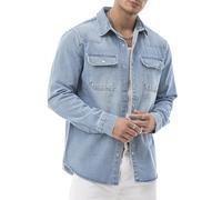 Redbridge by Spruce - Giacca camicia in denim - Camicia in jeans con bottoni a pressione - Overshirt con tasche sul petto - Maniche lunghe Regular Fit, Azzurro, L